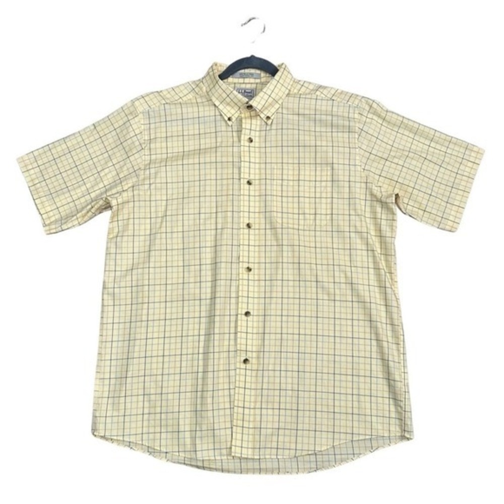 L.L‎ Bean Men's Large Wrinkle-Free Plaid Short Sleeve Shirt Size Large